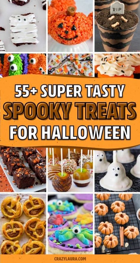 Looking for some super creative and spooky dessert recipes to make this October?! Check out the best Halloween dessert recipes with everything from leftover candy cookies to monster cupcakes! #halloween #dessert #halloweentreats #dessertrecipes Creative Halloween Snacks, Halloween Mini Bundt Cake Ideas, Monster Munch Recipe, Halloween Theme Appetizers, Halloween Theme Snacks, Halloween Theme Desserts, Halloween Snack Bar, Haloween Snacks, Halloween Desserts Recipes