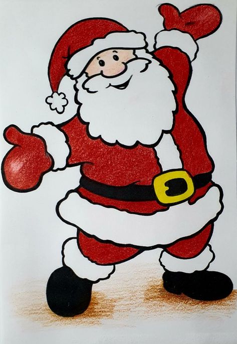 How to colour santa claus for Kids || Santa Claus Drawing || Christmas Drawing with colour pencils | Easy Santa Drawing, Santa Claus Drawing Easy, Christmas Decorations Drawings, New Years Drawing Ideas, Christmas Drawings For Kids, Santa Claus Drawing, New Year's Drawings, Santa Claus Crafts, Pop Up Christmas Cards