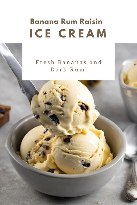 Rum raisin ice cream is a classic flavor that combines the rich and creamy texture of traditional ice cream with the sweet and boozy infusion of rum-soaked raisins. Rum Raisin Ice Cream Recipe, Rum Raisin Ice Cream, Bananas Recipe, Banana Rum, Vanilla Rum, Gelato Recipe, Brunch Desserts, Ice Cream Freezer, Rum Raisin