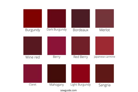 Burgundy Pallete Color, Wine Color Combination, Different Shades Of Burgundy, Wine Colored Clothes, Burgundy Branding, Color Palette Bordeaux Burgundy, Maroon Color Swatch, Scar Aesthetic, Dark Red Shades Colour Palettes