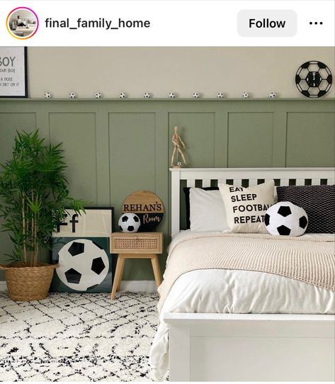 Soccer Kids Room, Football Theme Bedroom, Boys Soccer Bedroom, Soccer Themed Room, Boys Football Bedroom, Soccer Themed Bedroom, Soccer Bedroom, Soccer Room