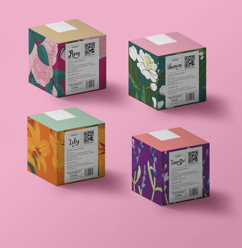 Flower Box on Behance Eco Packaging Design, Candle Packaging Design, Soap Packaging Design, Tea Packaging Design, الفن الرقمي, Rose Lavender, Perfume Packaging, Eco Packaging, Branding Design Packaging