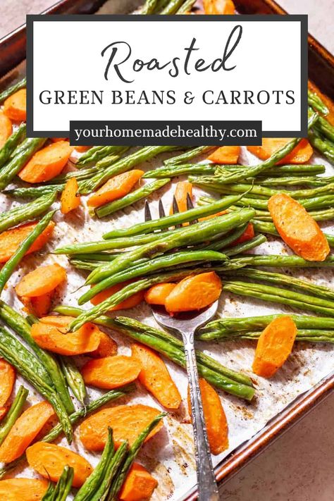 These simple roasted green beans and carrots are a family favorite! It's the perfect side dish to toss together on busy weeknights or for holiday dinners. Have these veggies ready in less than 30 minutes. Roasted Green Beans And Carrots, Green Beans Roasted, Green Beans And Carrots, Family Breakfast Recipes, Carrots And Green Beans, Roasted Green Beans, Holiday Dinners, Summer Eating, Summer Salad Recipes