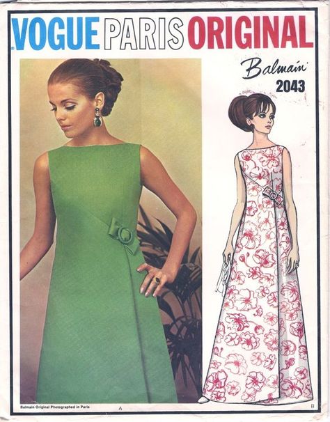 60s Vogue, Vogue Dress Patterns, Evening Dress Patterns, Vintage Vogue Patterns, Vintage Vogue Sewing Patterns, Vogue Vintage, Balmain Dress, Vintage Dress Patterns, Evening Gown Dresses