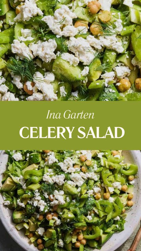 Ina Garten Celery Salad Chickpea Celery Salad, Celery Cucumber Salad, Ways To Eat Celery, Celery Tops Recipe, Celery And Cucumber Salad, Celery And Apple Salad, Baked Celery Recipes, What To Do With Romaine Lettuce, Romaine Lettuce Recipe Salad