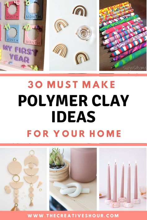 Oven Bake Polymer Clay Ideas, Polymer Clay Craft Tutorial, Polymer Clay Decor Diy, Color Clay Ideas, Ideas For Polymer Clay, Polymer Clay Ideas For Kids, Polymer Clay Home Decor Diy, Functional Polymer Clay Ideas, Polymer Clay Ideas Christmas