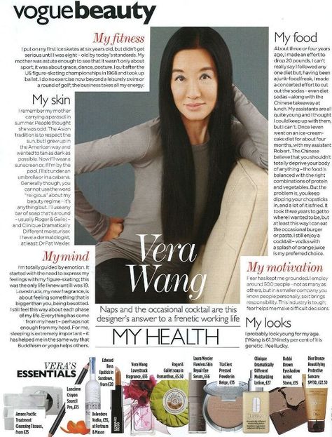 Vogue Article, Vera Wang Wedding, Beauty Regime, Vogue Beauty, Fashion Journals, Vogue Uk, Vogue Magazine, Vera Wang, Powerful Women