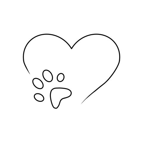 Paws Heart Tattoo, Heart And Dog Paw Tattoo, Heart With Paw Print Tattoo, Heart And Paw Tattoo, Heart Paw Print Tattoo, Paw Print Heart Tattoo, Tattoo Dog Paw, Paw Tattoo Ideas, Paw Print Drawing