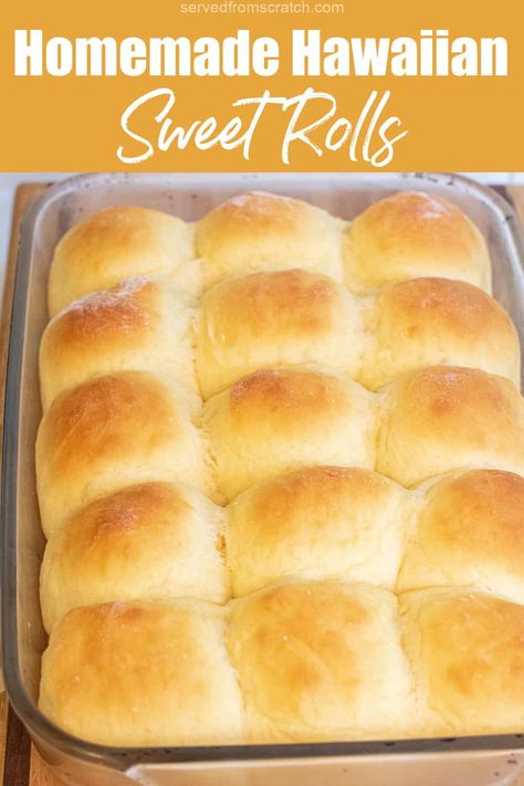 Make the classic sweet soft rolls at home with these Homemade Hawaiian Sweet Rolls. They're perfect for all of your favorite sliders and mini sandwiches and are not only easy to make but better than the store-bought version! Make Hawaiian Rolls, Hawaiian Rolls From Scratch, Hawaiian Rolls Homemade, Home Made Hawaiian Rolls, How To Make Hawaiian Rolls, Homemade Kings Hawaiian Rolls, Homemade Hawaiian Sweet Rolls, Hawaiian Roll Recipe, Sweet Hawaiian Rolls Recipe