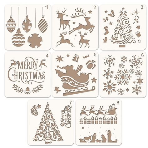 Coogam 8 Pcs Christmas Stencils Template - Reusable Plastic Craft for Art Drawing Painting Spraying Window Glass Door Car Body Wood Journaling Scrapbook Holiday Xmas Snowflake DIY Decoration 5x5 inch : Amazon.co.uk: Home & Kitchen Christmas Window Stencils, Diy Snowflake Decorations, Snowflake Diy, Journaling Scrapbook, Plastic Craft, Xmas Theme, Snow Flakes Diy, Drawing Stencils, Christmas Stencils