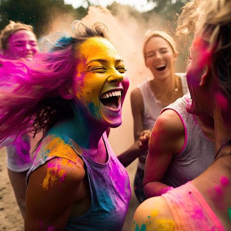 Photo ai generative happy people celebra... | Premium Photo #Freepik #photo #people-laughing #friendship #joy #happy-group Happy People Pictures, Happy People Photography, Energetic People, Colorful Festival, People Celebrating, Yellow Photography, Friendship Photography, Happy Photos, Festival Inspiration