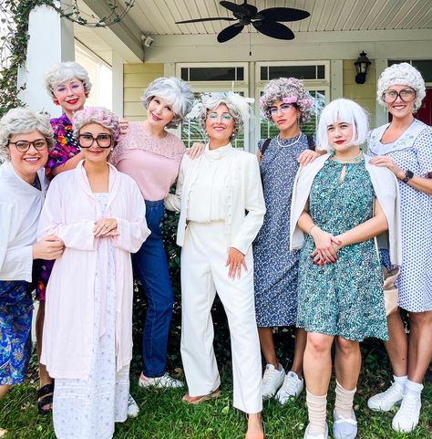 Old ladies bachelorette party Old Lady Costumes For Women, Dress Up Bachelorette Party, Grandma Costume Bachelorette, Old Lady Group Costume, Grannie Bachelorette Party, Bachelorette Party Old Ladies, Old People Bachelorette Theme, Grannies Night Out Bachelorette, Granny Costume Bachelorette