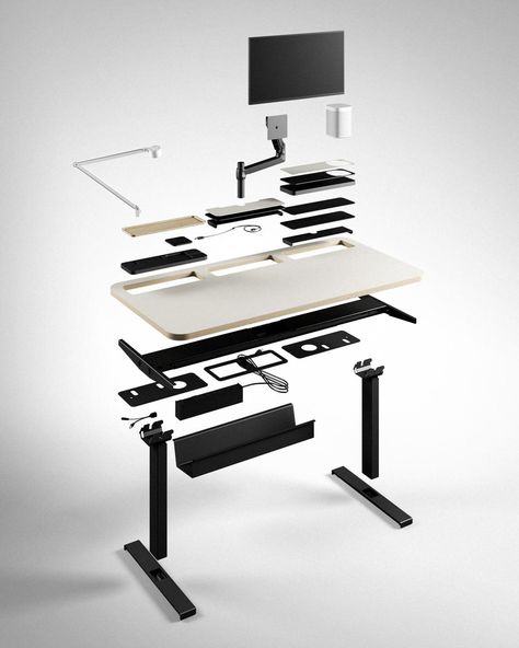 Workshop Table Design, Working Desk Design, Architecture Desk, Standing Desk Design, Minimalist Office Desk, Minimalistic Bedroom, Height Adjustable Workstation, Smart Desk, Study Table Designs