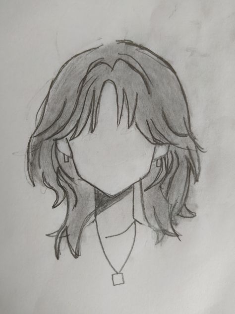 Drawing A Head Female Faces, Sideways Hair Drawing, Cute Hair Sketch, Wolfcut Hair Long Drawing, Drawing Techniques Hair, Hair To Draw Easy, How To Draw Bangs Step By Step, Wolf Cut Drawing Reference Hair, Women Hairstyles Drawing Reference