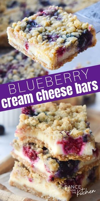 Blueberry Cream Cheese Bars, Blueberry Desserts Recipes, Cheese Bars, Blueberry Bars, Cream Cheese Bars, Bolo Fit, Oat Crumble, Blueberry Desserts, Blueberry Cream Cheese