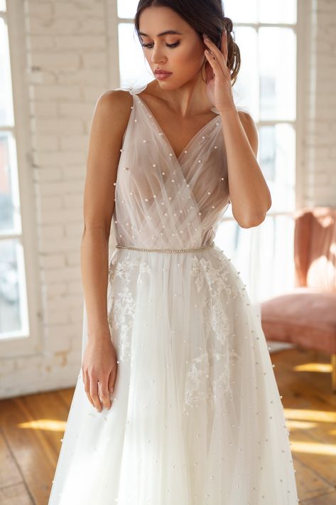 Gown With Pearls, Long Wedding Gown, Weddding Dress, Long Gown For Wedding, Pearl Wedding Dress, Fairy Wedding Dress, Reception Gown, Tulle Wedding Gown, Wedding Dress Guide