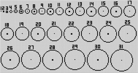 New circle guide, 1-31. Even diameters, bigger, no interior corners. Minecraft Circle Chart, Minecraft Kale, Minecraft Circle, Pixel Circle, Minecraft Circles, Minecraft Hack, Minecraft Templates, Construction Minecraft, Minecraft Building Guide