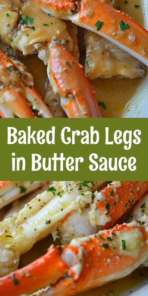 Indulge in the elegance of baked crab legs in a rich butter sauce! This delightful dish combines the natural sweetness of fresh crab with a fragrant blend of garlic, lemon, and herbs. Perfect for special occasions or a cozy evening, it’s as easy to prepare as it is impressive to serve. With just 10 minutes of prep and a total cook time of 25-30 minutes, you can delight your seafood-loving guests with succulent crab legs, complemented by silky butter for dipping. Elevate your dining experience tonight—your taste buds will thank you! 🦀🍋✨ #SeafoodLovers #CrabLegs #DinnerInspiration Crab Meat Butter Sauce, King Crab Recipes Dishes, Dip For Crab Legs Butter Sauce, Easy Crab Legs How To Cook, Dipping Sauce For Crab Legs Recipe, Easy Crab Leg Recipes, Crab Seasoning Recipes, Baked Crab Legs In Garlic Butter Sauce, Crab Legs Butter Sauce