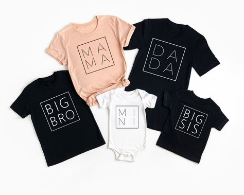 Family T-shirts, Family T Shirt Ideas, Big Bro Shirt, Family Shirt Design, Family Graphic, Sis Bro, Matching Family T Shirts, Papa Baby, Family Matching Shirts