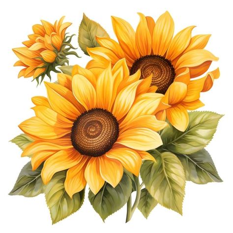 Pencil Colour Painting, Sunflower Watercolor Painting, Bird Painting Acrylic, Sunflowers And Daisies, Fabric Painting Techniques, Sunflower Pictures, Folk Art Flowers, Beautiful Tattoo, Flower Art Drawing