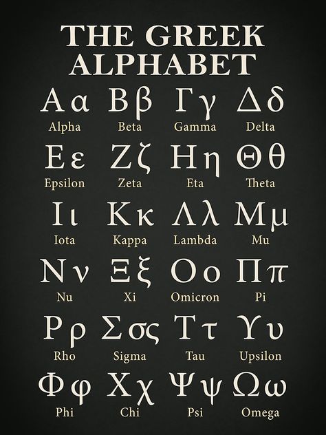 "The Greek Alphabet" Poster by rogue-design | Redbubble Greek Alphabet, Different Languages, Letters And Numbers, Alphabet, Black And White, White, Black, Art