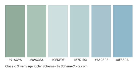 Color scheme palette image Sage Color Scheme, Sage Colors, Blue Color Pallet, Sage Color Palette, Pastel Blue Color, Pastel Color Schemes, Silver Sage, Hex Color Palette, Green Color Schemes