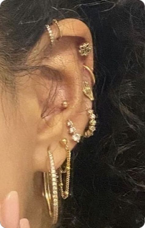 Cool Ear Piercings, Pretty Ear Piercings, Cool Piercings, Cute Ear Piercings, Cute Piercings, Earrings Aesthetic, Tragus Piercing, Body Jewelry Piercing, Piercing Ideas