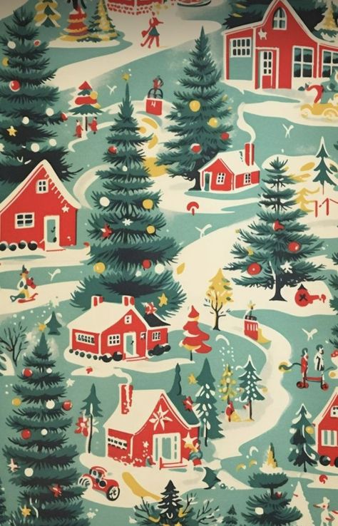 Retro Holiday Wallpaper, Retro Christmas Pictures, Phone Wallpaper Patterns Vintage, Arte Retro Vintage, Vintage Christmas Iphone Wallpapers, Vintage Holiday Wallpaper, Christmas Retro Aesthetic, Retro Christmas Wrapping Paper, Last Christmas Wallpaper