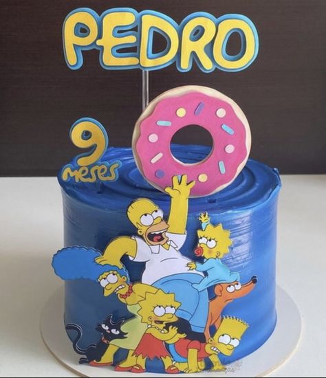 Bolo Simpsons, Simpsons Party, Cartoon Cake, Baby Coming, Cakes For Boys, Kit Digital, Silhouette Studio, Cake Toppers