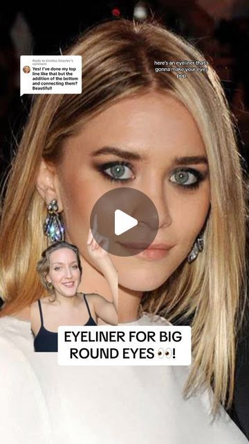 Mallory Osses on Instagram: "BEST EYELINER FOR BIG ROUND EYES 👀!   #eyeliner #makeuptutorials" Eyeliner On Round Eyes, Eye Makeup For Big Round Eyes, Round Eye Eyeliner, Eyeliner For Big Round Eyes, Makeup For Big Eyes Round, Round Eye Makeup Looks, Eye Makeup For Round Eyes, Big Eyes Eyeliner, Eyeliner Round Eyes