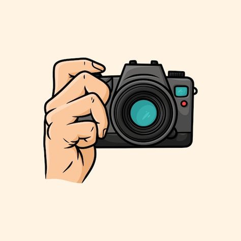 Camera Cartoon Aesthetic, Camera Icons Aesthetic, Camera Illustration Art, Camera Aesthetic Wallpaper, Camera Aesthetic Icon, Cute Camera Icon, Hand Holding Camera, Photographer Cartoon, Camera Drawing Art