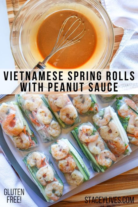 Spring Rolls With Peanut Sauce, Healthy Spring Rolls, High Protein Keto, Homemade Spring Rolls, Vietnamese Shrimp, Spring Roll Sauce, Peanut Dipping Sauce, Low Calorie High Protein, Shrimp Spring Rolls