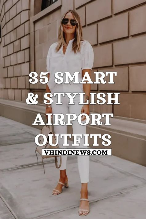 Smart and Stylish Airport Outfits : 35 Best Trendy, Classy, and Comfy Airport Outfits for Summer 70 Smart Airport Outfit, Classy Travel Outfit Summer, Chic Plane Outfit Summer, Classy Airport Outfit Summer, Airport Classy Outfit, Travel Airplane Outfit, Smart Travel Outfits, Airport Outfit Summer 2024, Summer Airport Outfit Travel Style 2024