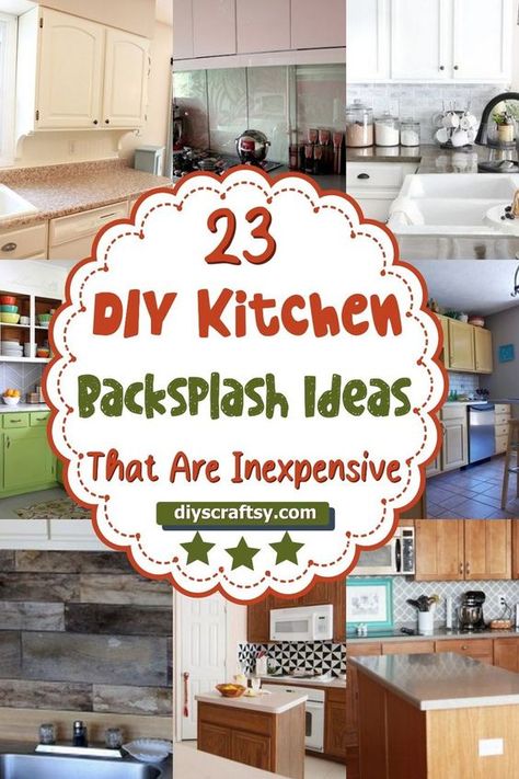 Diy Farmhouse Backsplash Kitchen, Kitchen Backsplash Decor Ideas, Diy Easy Backsplash, Cheap Kitchen Backsplash Ideas Diy, How To Do Kitchen Backsplash, Backsplash Over Tile Diy, Kitchen Backsplash Ideas Not Tile, Farm Style Backsplash Kitchen, Kitchen Painted Backsplash Ideas