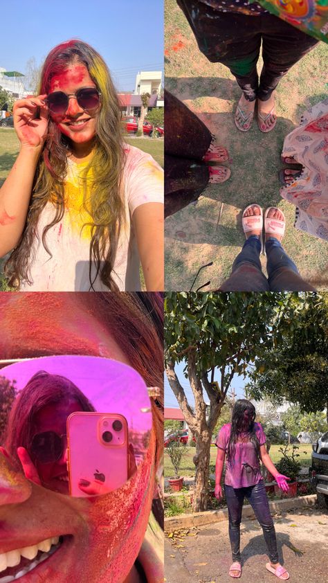 Instagram layout idea for holi Holi Instagram Layout, Holi Snaps Snapchat, Holi Ig Story Ideas, Instagram Story Ideas For Holi, Holi Celebration Photography, Holi Layout Ideas, Holi Snap Ideas, Holi Collage, Holi Story Ideas