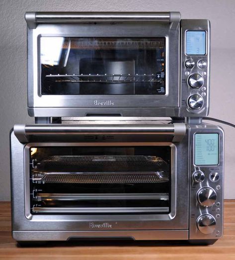 The older BOV800XL Smart Oven Pro stacked on top of the Breville BOV900BSS Smart Oven Air and demonstrating the size differences. Breville Smart Oven Air Fryer, Air Fryer Toaster Oven, Breville Smart Oven Pro Recipes, Breville Air Fryer Pro Recipes, Breville Air Fryer Recipes, Breville Smart Oven Air Recipes, Breville Toaster Oven, Breville Oven, Breville Toaster