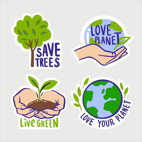 Environmental Stickers, Environmental Logo Design, Go Green Posters, Cartoon Park, Save Earth Posters, Environmental Posters, Environmentally Friendly Living, Scrapbook Box, Planet Drawing