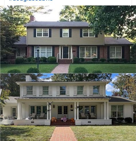 Colonial Exterior Makeover, Garrison Colonial Exterior, Colonial Exterior Remodel, Garrison House, Colonial Renovation, Updated Windows, Colonial Remodel, Dutch Colonial Homes, Colonial House Exteriors