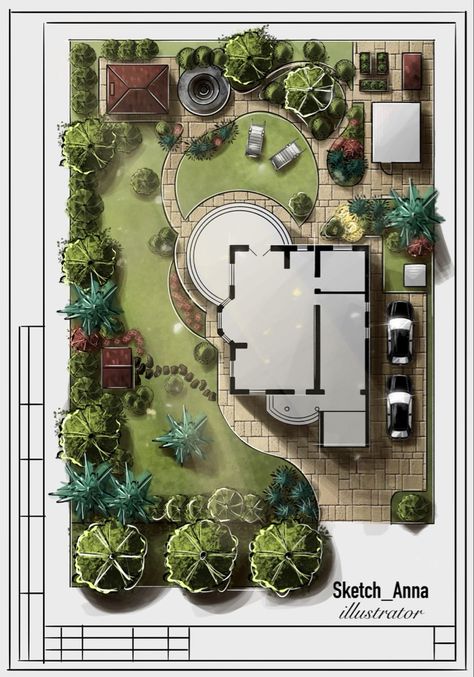 Ландшафтный дизайн. House With Garden Design, Landscape Design Floor Plan, Villa Garden Design Landscaping Plan, Garden Design Plans Landscape, Villa Site Plan Design, Villa Landscape Design Plan, House Landscape Plan, Garden Site Plan, Landscape Architecture Residential