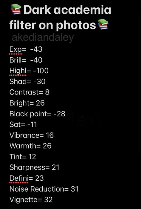 This is a dark academia filter i made myself📚 Dark Academia Filter, Iphone Filters Photo Editing, Photo Edit Settings, Iphone Photo Edit Settings, Iphone Filters, Vintage Photo Editing, Photography Tips Iphone, Photography Editing Apps, Edit Settings