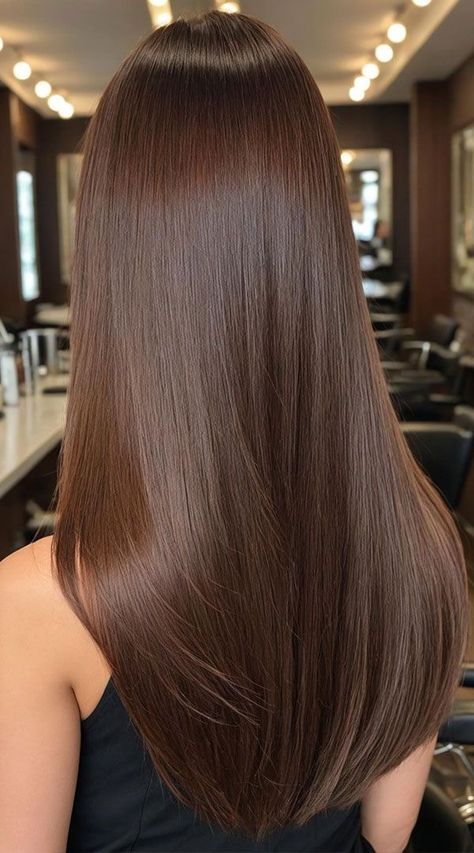 Dark Colors For Hair, Hair Colour In Straight Hair, Cool Chestnut Hair Color, Brown Shades Color Hair, Chestnut Brown Hair Straight, Chocolate Brown With Babylights, Brown Foliage Hair, Brown Colour Hair Shades, Dark Hair One Color