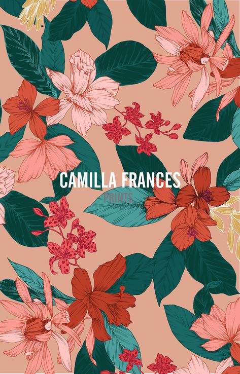 Camilla Frances Prints, Camilla Frances, Tropical Prints Pattern, Flower Print Pattern, Pattern Design Inspiration, Print Inspiration, Watercolor Inspiration, Butterfly Wallpaper, Flower Illustration