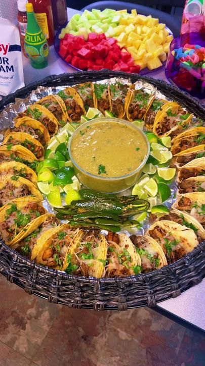 Board party with my esthie besties 💛#charcuterieboardparty #tacoboard... | taco board ideas | TikTok Mexican Chacutery Board Ideas, Taco Tequila Party, Taco Food Board, Taco Stand Party, Taco Bar Christmas Party Ideas, Taco Bar Aesthetic, Fancy Taco Bar Party Ideas, Taco Bell Charcuterie Board, Party Boards Food Theme