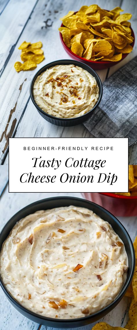 Image for Tasty Cottage Cheese Onion Dip Cottage Cheese Onion Dip, Whipped Cottage Cheese Dip Recipes, Dips With Cottage Cheese, Cheese Onion Dip, Whipped Cottage Cheese Recipes, Whipped Cottage Cheese Dip, Cottage Cheese Dip Recipes, Healthy Condiments, Cottage Cheese Dip