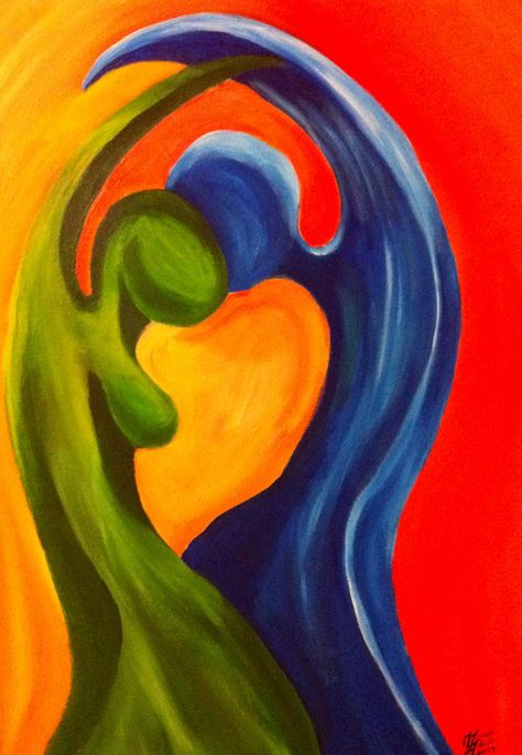 Motherhood Art Abstract, Abstract Love Painting, Art Vangogh, Art Painting Diy, Canvas Abstract Art, Cubist Art, African Art Paintings, Easy Canvas, Soyut Sanat Tabloları