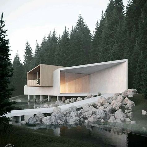 Architect Sketch, House In The Forest, House Facade, Minimal Architecture, Minimalist Architecture, Forest House, Mountain Home, Facade Architecture, Prefab Homes