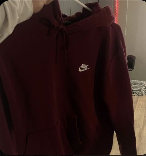 Maroon Hoodie Outfit, Fenty Bronzer, Vaseline Stick, Band Sweatshirts, Rare Beauty Lip Oil, Red Hoodie Outfit, Dark Red Hoodie, Rare Beauty Lip, Nike Hoodie Outfit