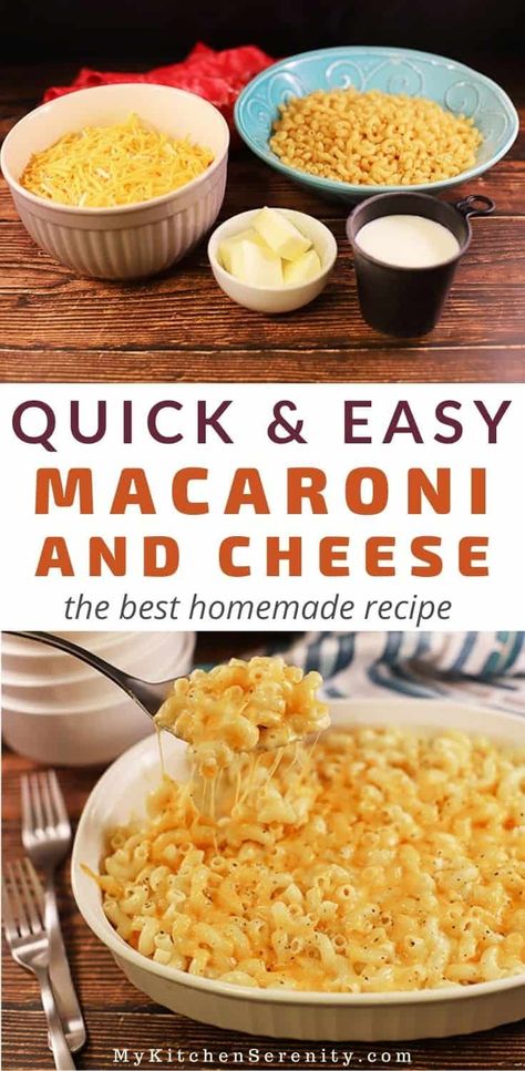 Easy 20-minute baked southern mac and cheese! Four simple ingredients. Macaroni, cheese, milk, and butter. No flour. Eggless. Macncheese Recipe, Mac And Cheese Baked, Easy Macaroni And Cheese, Easy Mac N Cheese Recipe, Southern Mac And Cheese, Baked Mac And Cheese Recipe, Easy Mac And Cheese, Macaroni Cheese Recipes, Easy Cheese Recipes