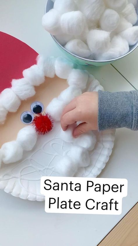 Santa Paper Plate Craft | Preschool crafts, Christmas crafts, Toddler crafts Crismas Activities For Kids, Christmas Craft With Cotton Balls, Arts And Craft Christmas For Kids, Christmas Crafts For First Grade Student, Christmas A Tivities For Kids, Cute Christmas Activities For Kids, Crafts For Preschoolers Christmas, Christmas Themed Crafts For Kids, Christmas Crafts For 3-5