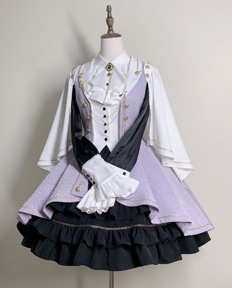 【-New Colorways-】 of 【-The Rules of Falling Moon-】 #MilitaryLolita Jacket, Blouse and Skirt   ◆ Shopping Link >>> https://lolitawardrobe.com/new-colors-the-rules-of-falling-moon-military-lolita-jacket-blouse-and-skirt_p8183.html Star Aesthetic Outfit, Moon Outfits, Moon Clothes, Moon Outfit, Harajuku Style Winter Cosplay Dresses, Anime Style Cosplay Dress With Ruffles, Harajuku Style Ruffled Halloween Dresses, Moon Dress, Country Lolita